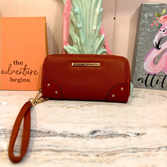 MIA K COLLECTION BROWN ZIPPY WALLET - Picture 1 of 10